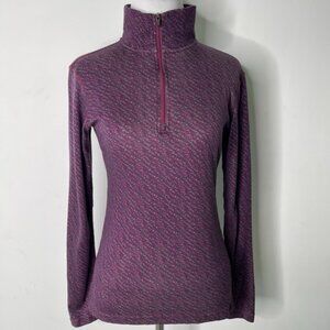 Woolx Women's Merino Wool Quarter Zip Pullover Top Purple Space Dye Size Small